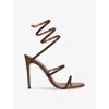 René Caovilla Womens Cleo Ii 105 Crystal-embellished Leather Heeled Sandals Brow In Brown