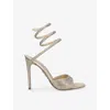 René Caovilla Womens Beige Comb Jewelled-strap Wrap Leather Heeled Sandals Eur 37 / 4 Uk In Gold