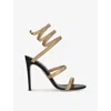 René Caovilla Trigold Cleo Black-gold Sandal 105 In Black/comb