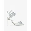 René Caovilla Womens White Floriane 105 Embellished Heeled Sandals Eur 41 / 8 Uk In White