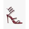 René Caovilla Womens Wine Chandelier 105 Crystal-embellished Satin Heeled Sandals Eur 37 / 4 Uk