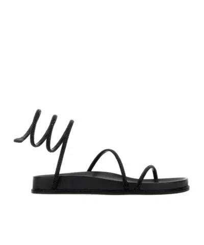René Caovilla Rene Caovilla Embellished Fabric Cleo Sandals In Black