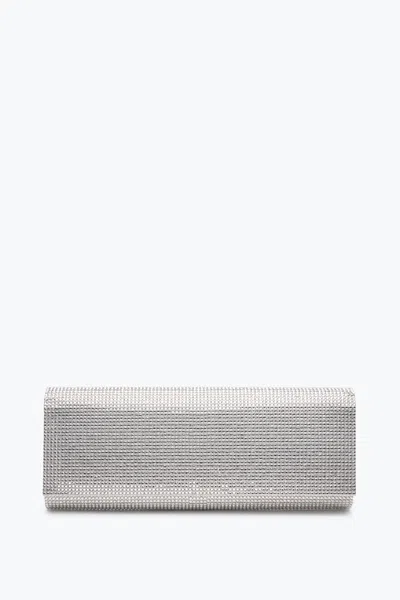 René Caovilla Zafira Silver Clutch With All-over Crystals