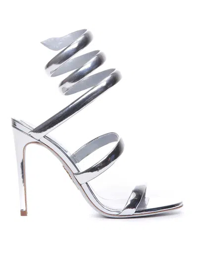 René Caovilla Cleo Mirror Pump Sandals In Plata