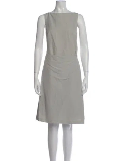 Pre-owned Rene Lezard Bateau Neckline Knee-length Dress In Gray