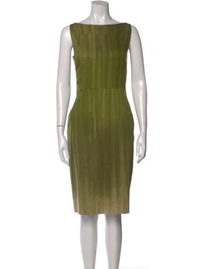 Pre-owned Rene Lezard Bateau Neckline Knee-length Dress In Green