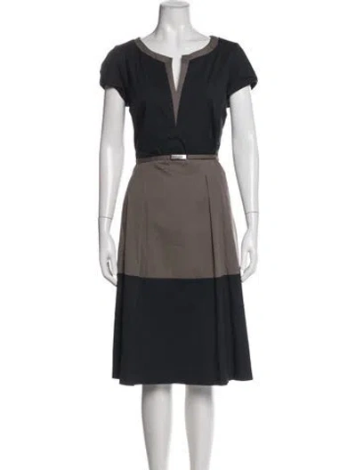 Pre-owned Rene Lezard Colorblock Pattern Knee-length Dress In Blue