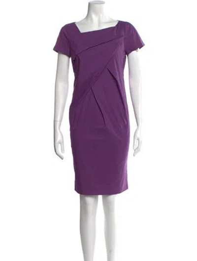 Pre-owned Rene Lezard Cowl Neck Knee-length Dress In Purple