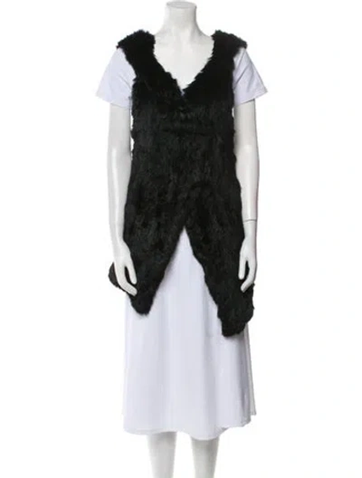 Pre-owned Rene Lezard Fur Vest In Black