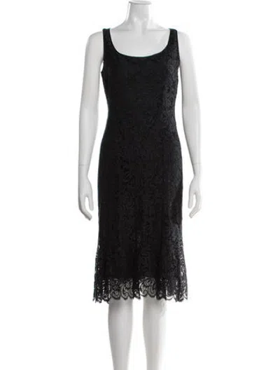 Pre-owned Rene Lezard Lace Pattern Midi Length Dress In Black