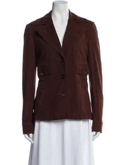 Pre-owned Rene Lezard Leather Blazer In Brown