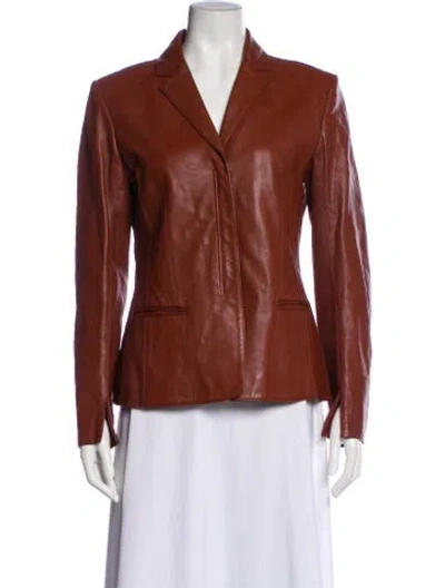 Pre-owned Rene Lezard Leather Blazer In Brown