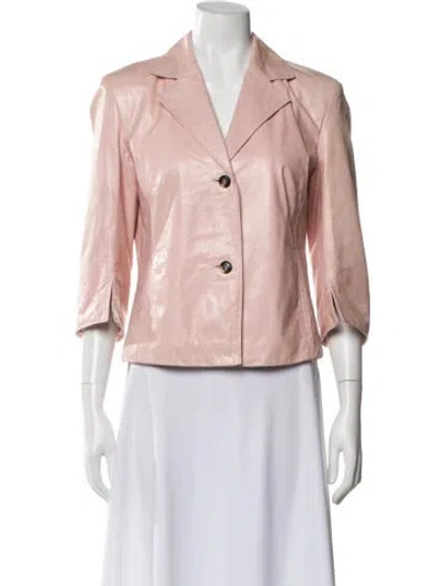 Pre-owned Rene Lezard Leather Blazer In Pink
