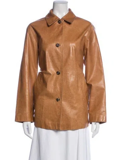 Pre-owned Rene Lezard Leather Coat In Brown