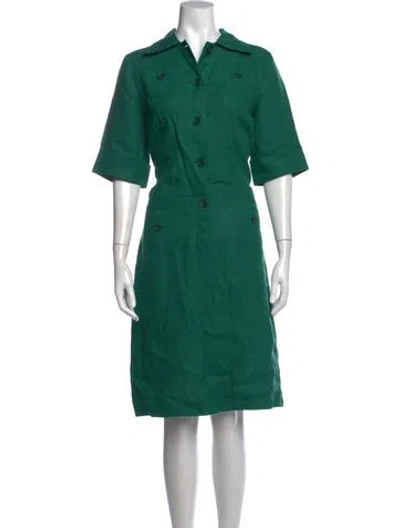 Pre-owned Rene Lezard Linen Knee-length Dress In Green
