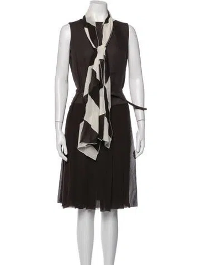 Pre-owned Rene Lezard Linen Midi Length Dress In Brown