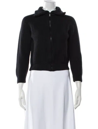 Pre-owned Rene Lezard Merino Wool Mock Neck Sweater In Black