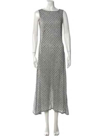 Pre-owned Rene Lezard Patterned Long Dress In Blue