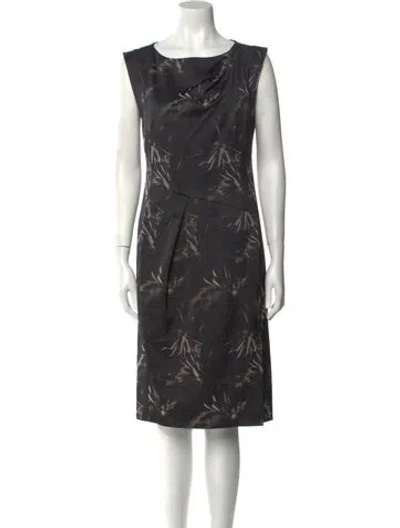 Pre-owned Rene Lezard Printed Midi Length Dress In Black