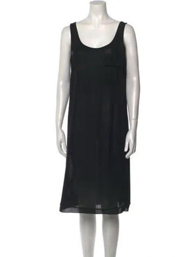 Pre-owned Rene Lezard Scoop Neck Knee-length Dress In Black