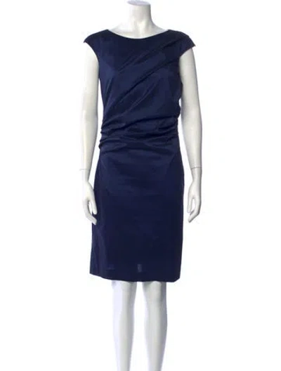 Pre-owned Rene Lezard Scoop Neck Knee-length Dress In Blue