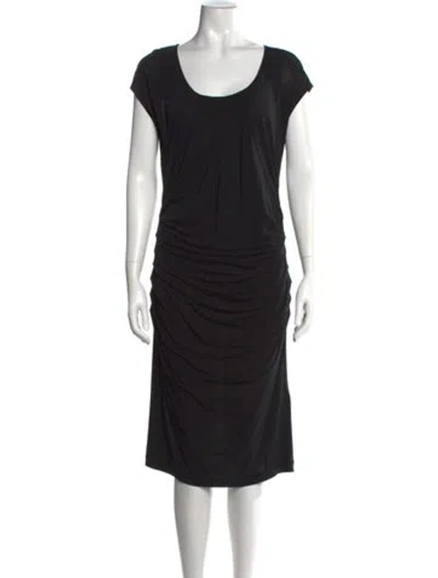 Pre-owned Rene Lezard Scoop Neck Midi Length Dress In Black