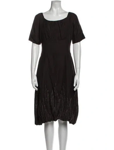 Pre-owned Rene Lezard Scoop Neck Midi Length Dress In Brown