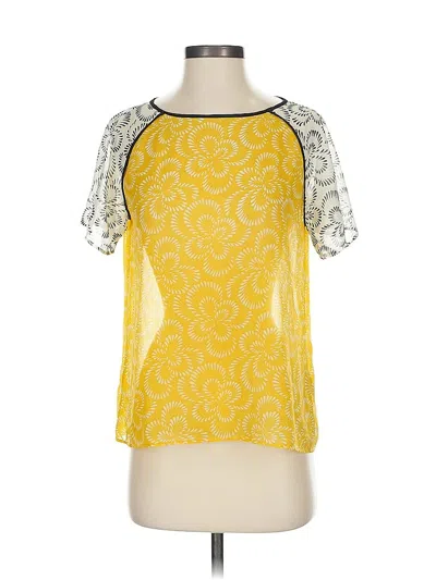 Pre-owned Rene Lezard Short Sleeve Blouse In Yellow