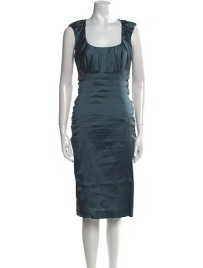 Pre-owned Rene Lezard Silk Midi Length Dress In Blue