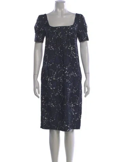 Pre-owned Rene Lezard Silk Midi Length Dress In Blue