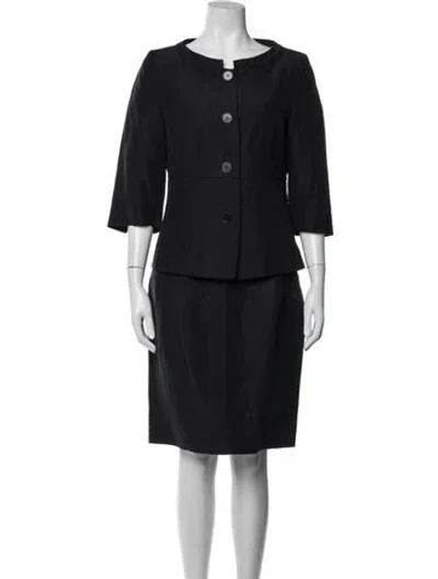Pre-owned Rene Lezard Silk Skirt Suit In Black