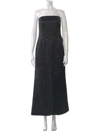 Pre-owned Rene Lezard Strapless Long Dress In Black