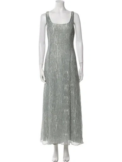 Pre-owned Rene Lezard Striped Long Dress In Green