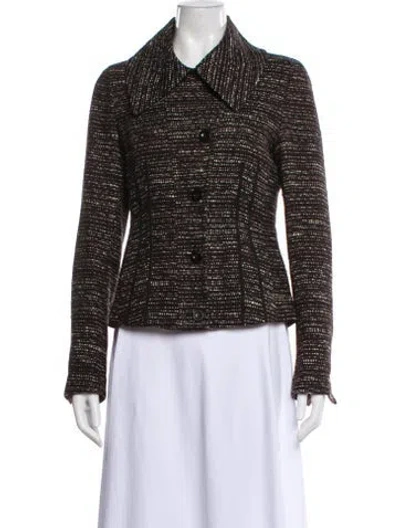 Pre-owned Rene Lezard Tweed Pattern Blazer In Black