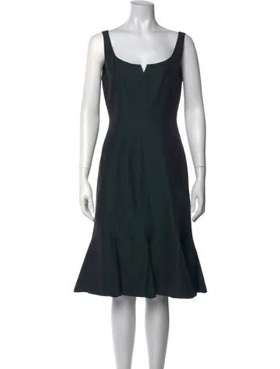 Pre-owned Rene Lezard V-neck Knee-length Dress In Green