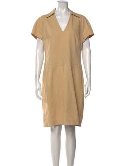 Pre-owned Rene Lezard V-neck Knee-length Dress In Neutral