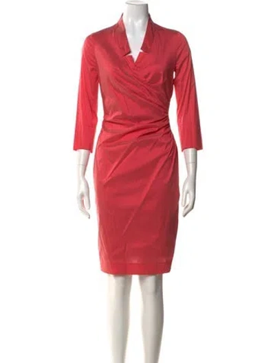 Pre-owned Rene Lezard V-neck Knee-length Dress In Red
