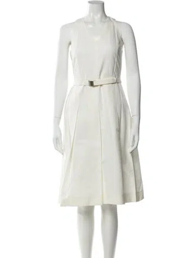 Pre-owned Rene Lezard V-neck Midi Length Dress In Multi