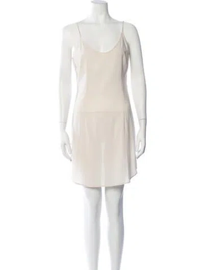 Pre-owned Rene Lezard V-neck Mini Dress In Neutrals