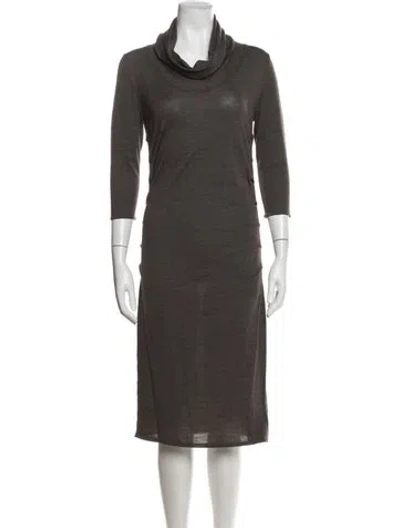 Pre-owned Rene Lezard Wool Knee-length Dress In Gray