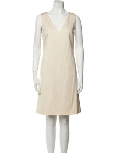 Pre-owned Rene Lezard Wool Knee-length Dress W/ Tags In Neutral