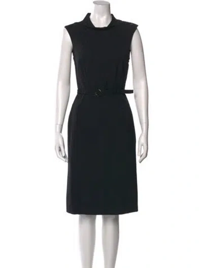 Pre-owned Rene Lezard Wool Midi Length Dress In Black