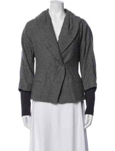 Pre-owned Rene Lezard Wool Patterned Jacket In Grey