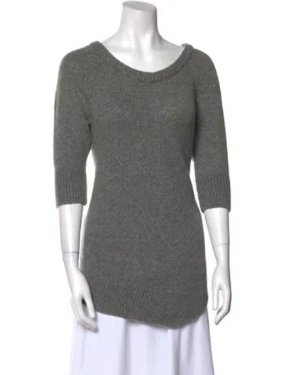 Pre-owned Rene Lezard Wool Scoop Neck Sweater In Gray