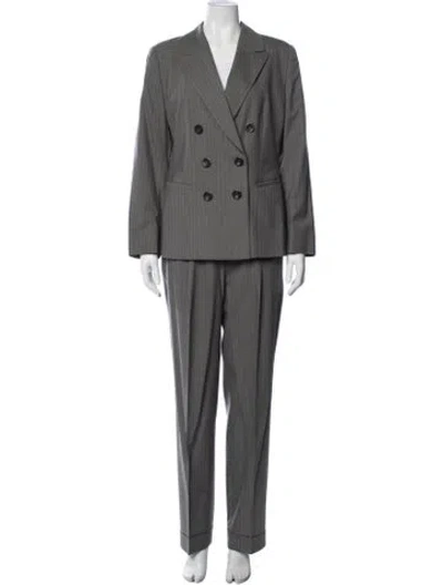 Pre-owned Rene Lezard Wool Striped Pantsuit In Grey