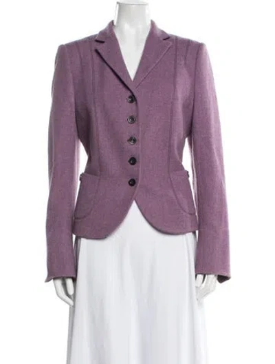 Pre-owned Rene Lezard Wool Tweed Pattern Blazer In Purple