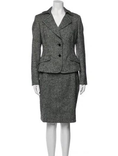 Pre-owned Rene Lezard Wool Tweed Pattern Skirt Suit W/ Tags In Multi