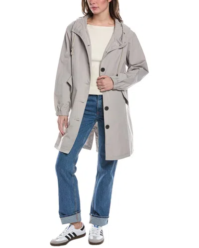 Rene Lion Long Rain Wind Jacket In Gray