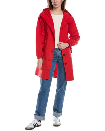 Rene Lion Long Rain Wind Jacket In Red
