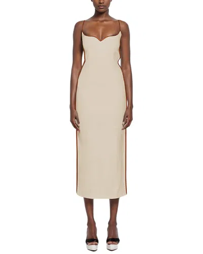 Rene Lion Midi Dress In Beige